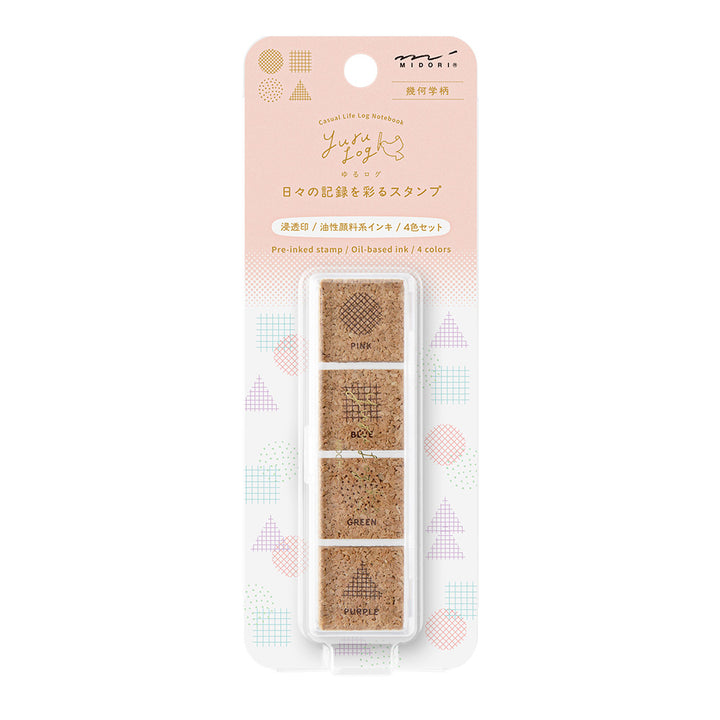 Midori Yuru Log Pre-inked Stamp - Geometry