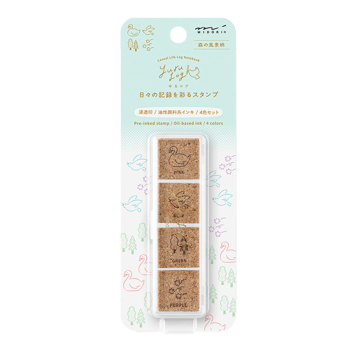 Midori Yuru Log Pre-inked Stamp - Forest Scenery