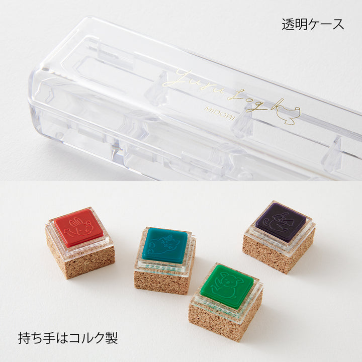 Midori Yuru Log Pre-inked Stamp - Animal Poses