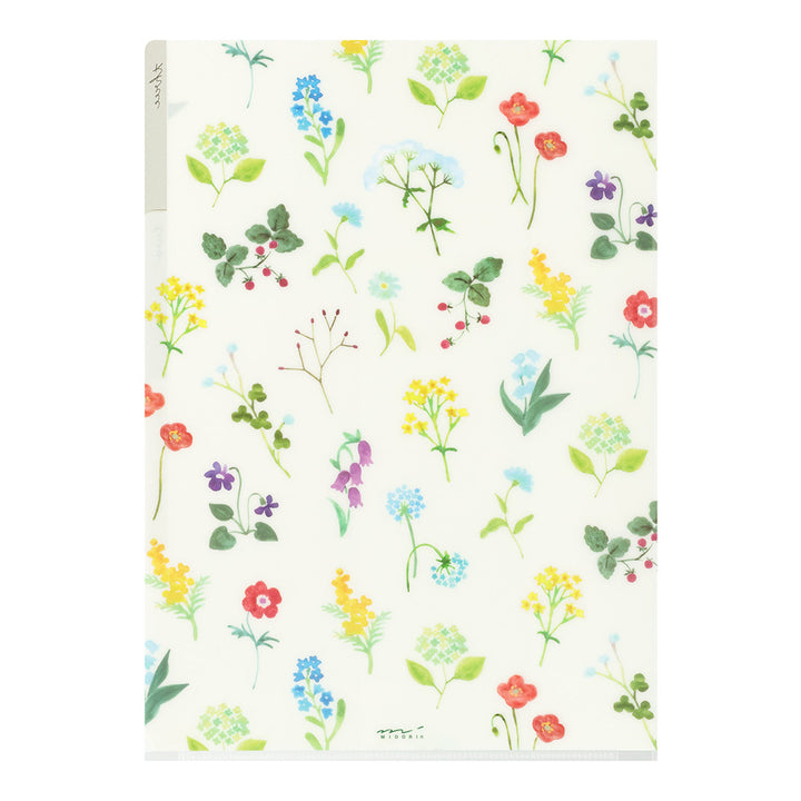 Midori 3 Pockets Clear A4 Folder - Flowers C