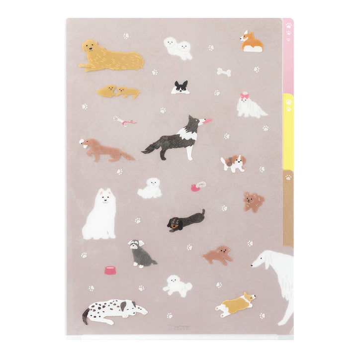 Midori 3 Pockets Clear A4 Folder - Dog A