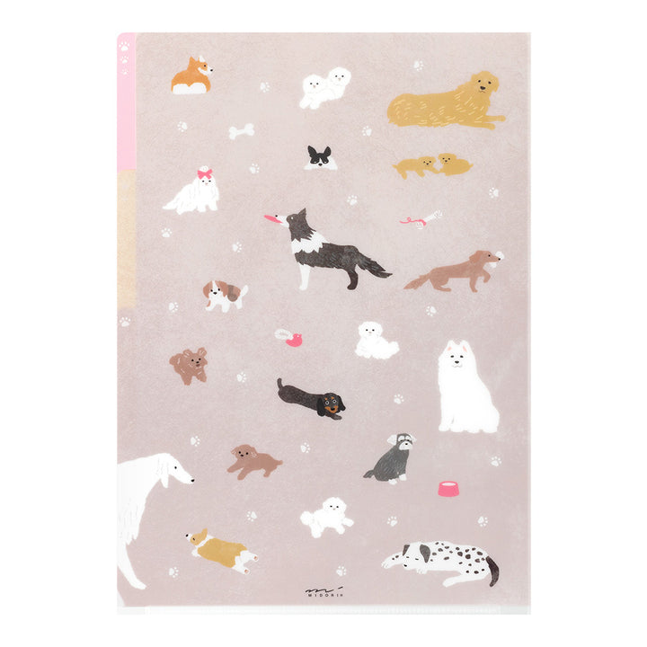 Midori 3 Pockets Clear A4 Folder - Dog A