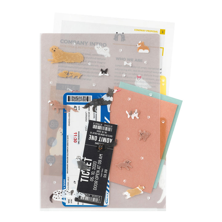 Midori 3 Pockets Clear A4 Folder - Dog A