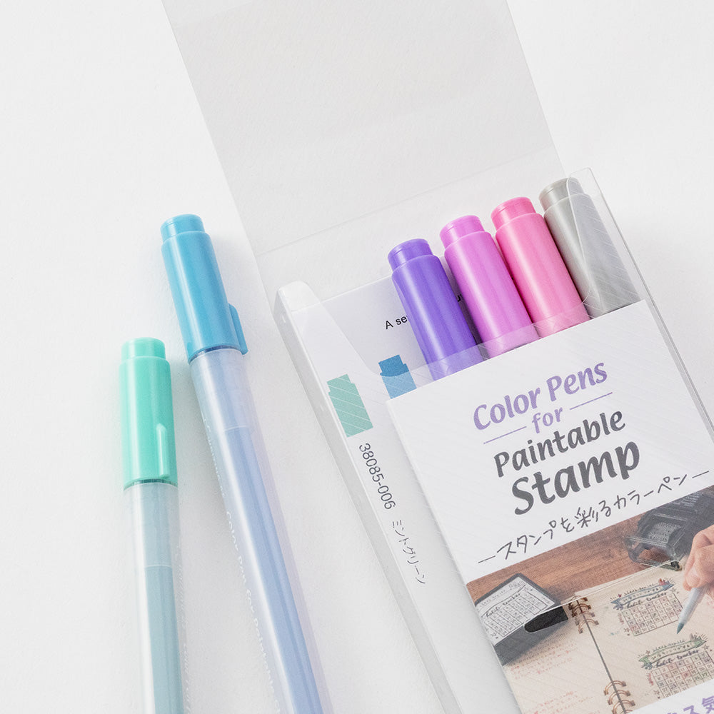 Midori Color Pens set of 6 pcs for Paintable Stamp - Relaxation