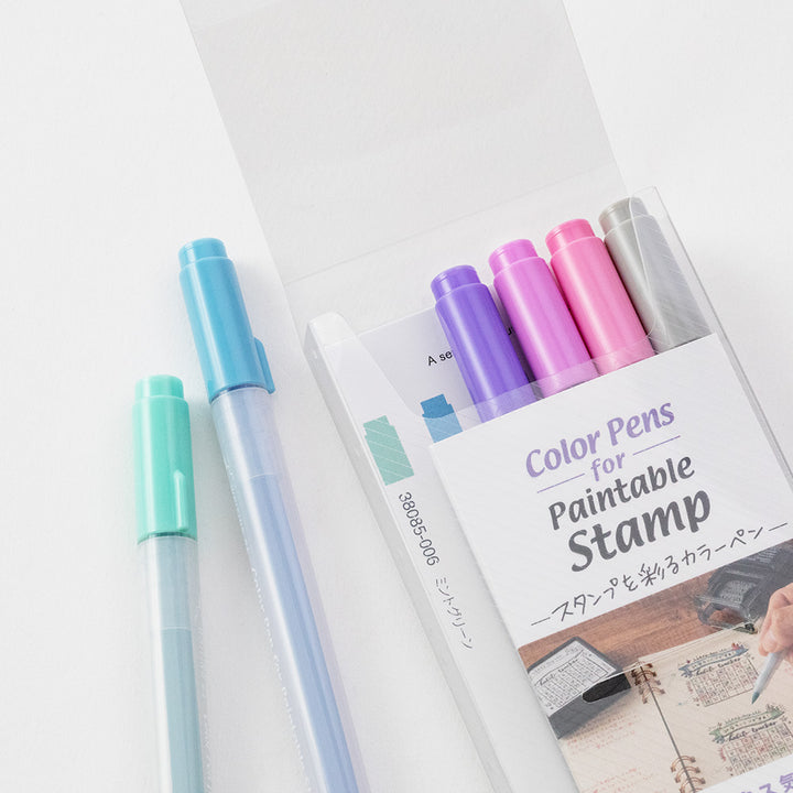Midori Color Pens set of 6 pcs for Paintable Stamp - Relaxation