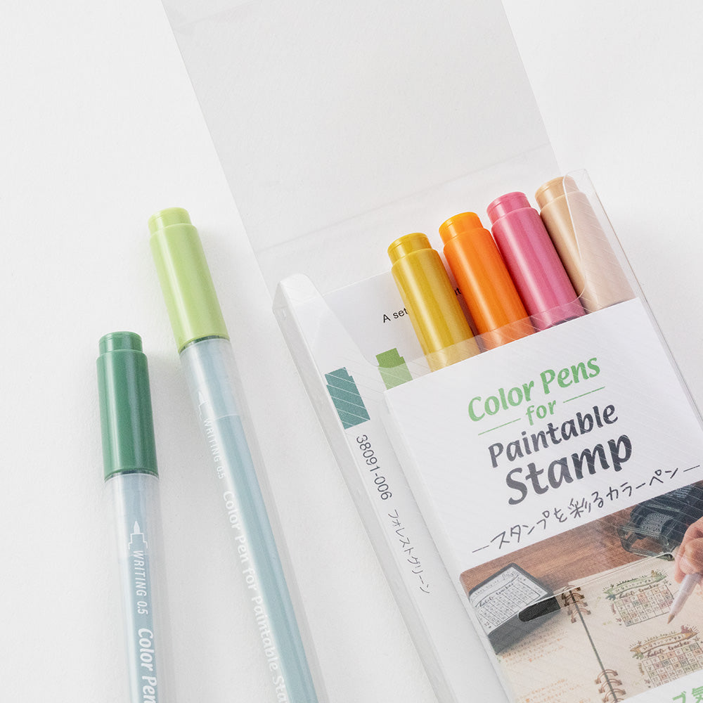 Midori Color Pens set of 6 pcs for Paintable Stamp - Positiveness