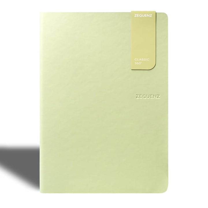 Zequenz A5 Size Olive Green Slim Notebook Blank Acid Free Paper 200 Pages 80GSM 360 Degree Flexibility 100% Handmade Fountain Pen Friendly Color Series Bookmark Included