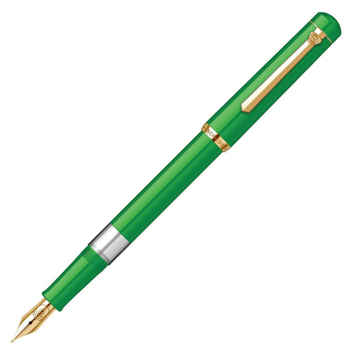 Scrikss | 419 Legendary | Fountain Ink Pen | Medium Nib | Gold Plated | Glossy Green Barrel