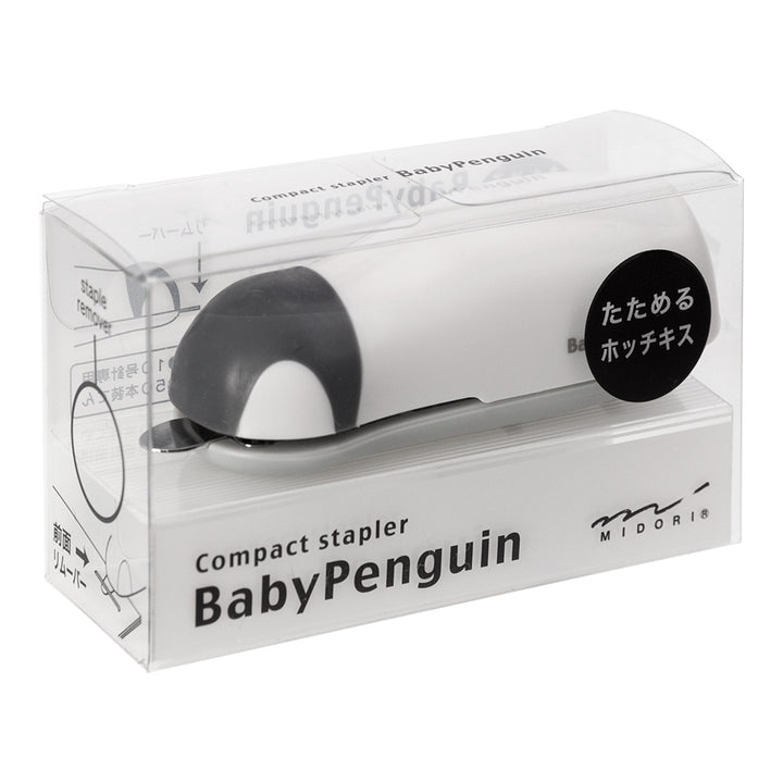 Midori Compact Stapler Baby Penguin - White