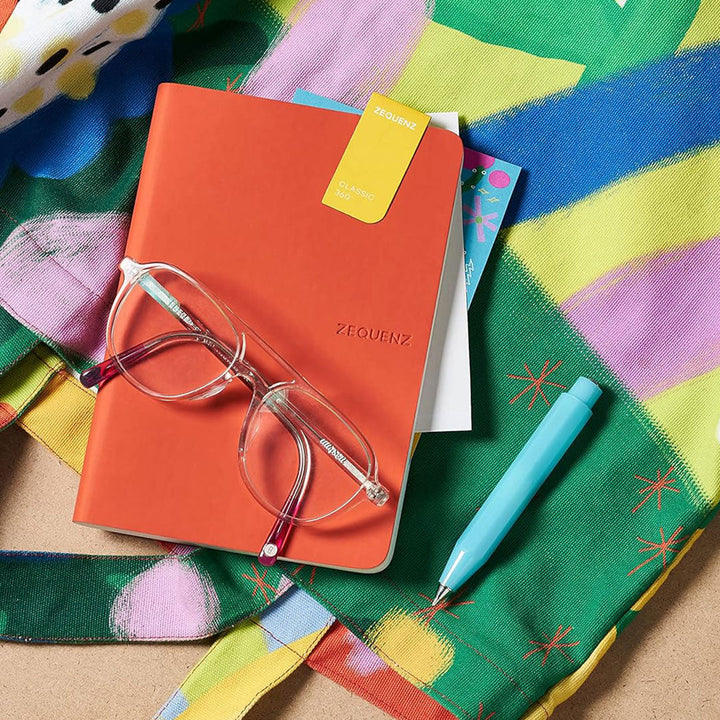 Zequenz A5 &amp; A6- Coral Pink Notebook Set Ruled Acid Free Paper 200 Pages Each 80GSM 360 Degree Flexibility 100% Handmade Fountain Pen Friendly Color Series Pack of 2 Notebooks
