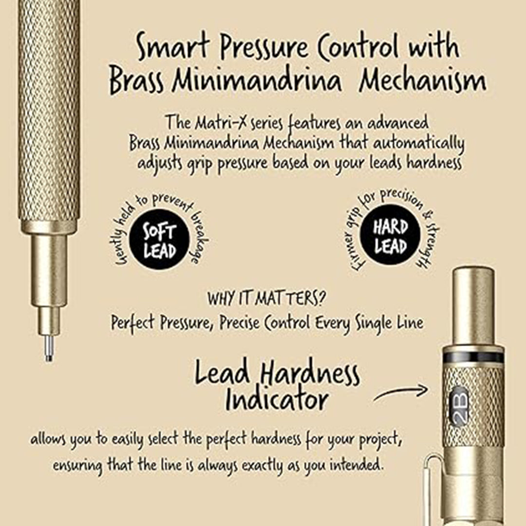 Scrikss | Matri-X | Mechanical Pencil | Metallic Gold-0.7mm