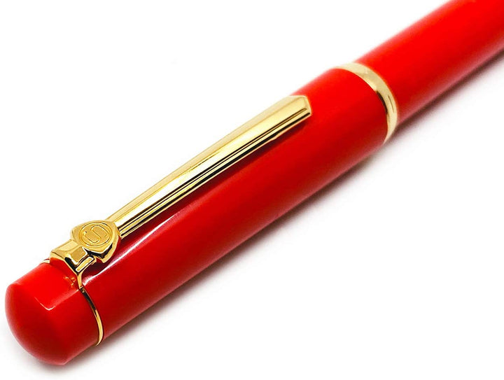 Scrikss | 419 Legendary | Fountain Ink Pen | Medium Nib |Gold Plated | Glossy Red Barrel