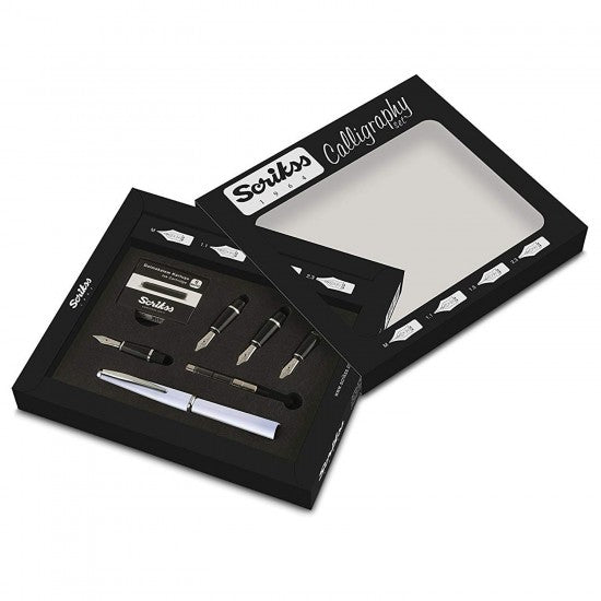 Scrikss | Calligraphy | Pen Set | White Acrylic Carbon Fiber | Medium, 1.1mm, 1.5mm, 2.3mm Nib - Aarcaai