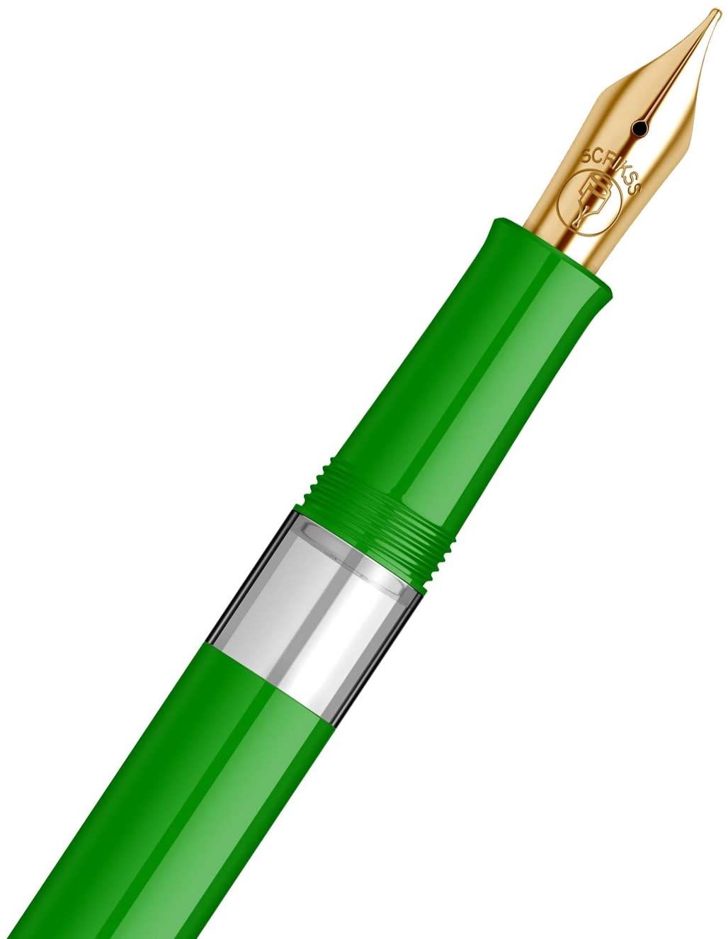 Scrikss | 419 Legendary | Fountain Ink Pen | Medium Nib | Gold Plated | Glossy Green Barrel