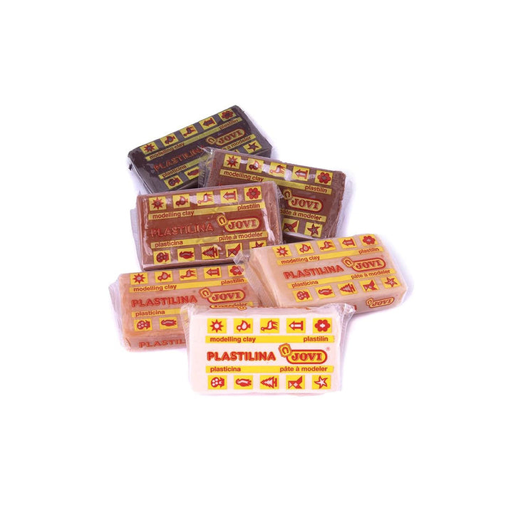 Jovi Plastilina Shades of Skin Colour Multicultural Non-Drying Modelling Clay for Art &amp; Craft, Pack of 6 Bars - 50gms Each for Fine Motor Skills Moulding Pottery Sculpting with Dough