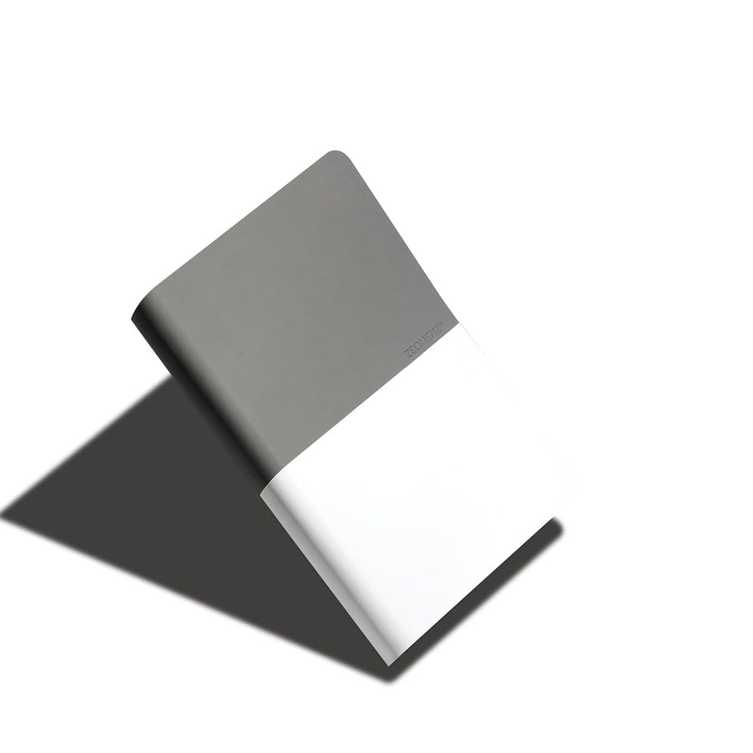Zequenz A6 Size Grey White Notebook Squared &amp; Blank Acid Free Paper 200 Pages each Ruling 400 Pages 70GSM 360 Degree Flexibility 100% Handmade PU and White paper Basic Plus Series