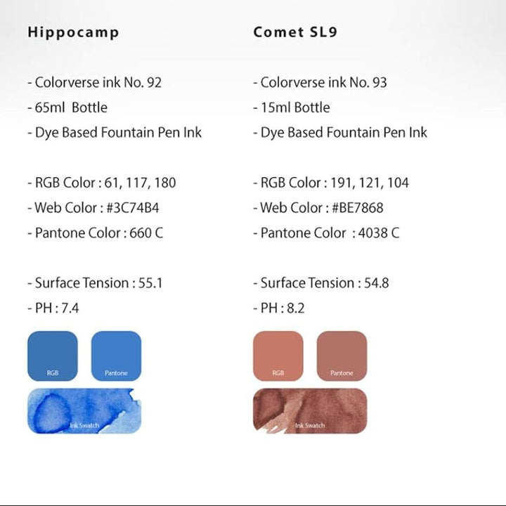 Colorverse Season 7 | Blue | Fountain Pen Ink Bottled | Eye On The Universe | Hippocamp &amp; Comet SL9 Ink Set