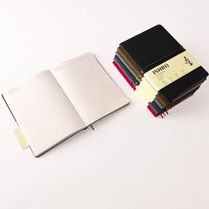 ISHRA A5 Size Ruled Notebook | Ideal Note Book Journal Diary for Work Office Writing Journaling Note Taking Travel | Green Soft Cover| 172 Pages | 80gsm | Fountain Pen Friendly Paper
