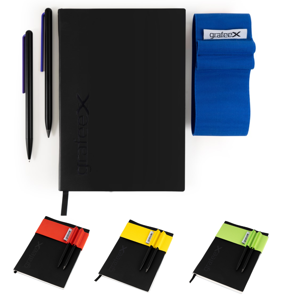 Pininfarina Grafeex Writing Pencil &amp; Ballpoint Set with Stone Paper Notebook – Blue