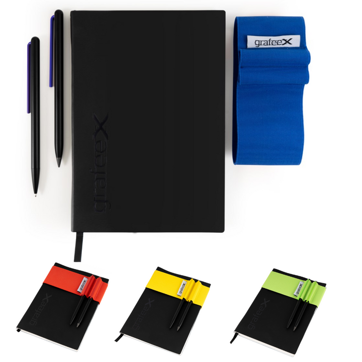 Pininfarina Grafeex Writing Pencil &amp; Ballpoint Set with Stone Paper Notebook – Blue