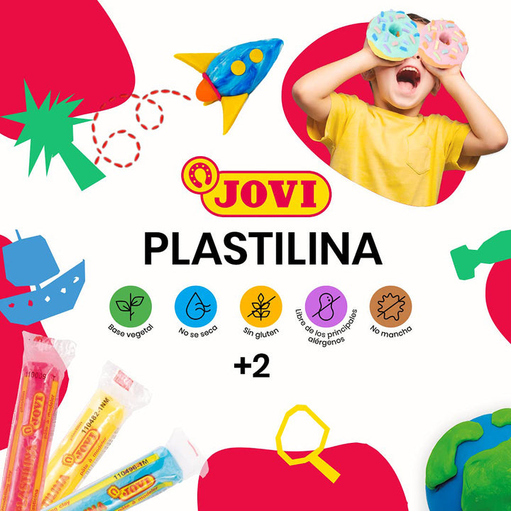 Jovi Plastilina Shades of Skin Colour Multicultural Non-Drying Modelling Clay for Art &amp; Craft, Pack of 6 Bars - 50gms Each for Fine Motor Skills Moulding Pottery Sculpting with Dough