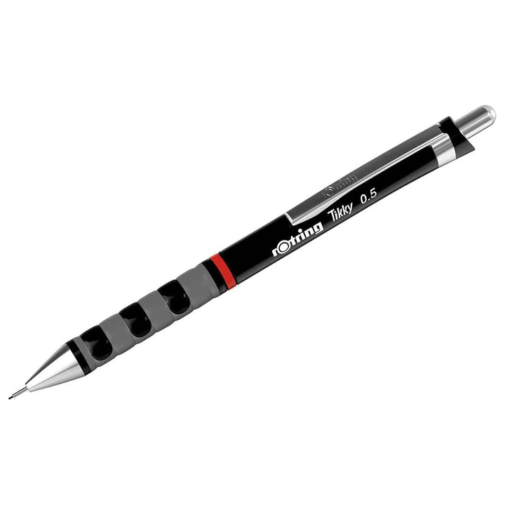 Rotring | Tikky | Mechanical Pencil, Ballpoint, Eraser &amp; Lead Refills Set | HB Lead, 0.5 mm Pencil | Medium Point Pen | Black Barrel | Lightweight with Rubberised Grip