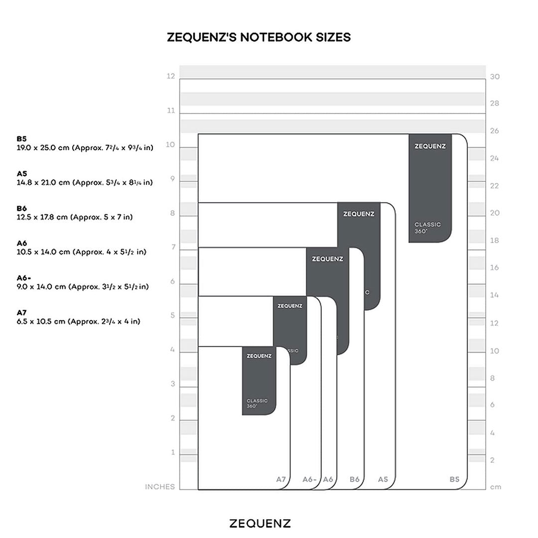 Zequenz A5 Size Peach Slim Notebook Squared Acid Free Paper 200 Pages 80GSM 360 Degree Flexibility 100% Handmade Fountain Pen Friendly Color Series Bookmark Included