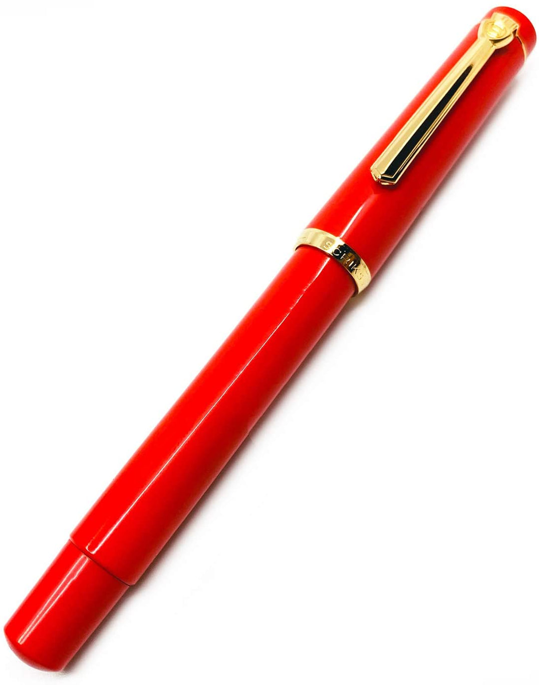Scrikss | 419 Legendary | Fountain Ink Pen | Medium Nib |Gold Plated | Glossy Red Barrel