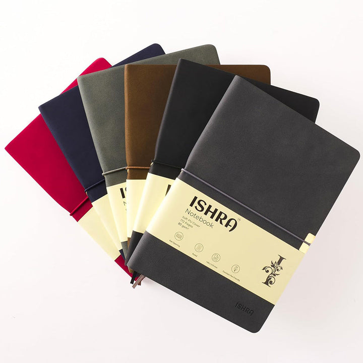ISHRA A5 Size Ruled Notebook | Ideal Note Book Journal Diary for Work Office Writing Journaling Note Taking Travel | Green Soft Cover| 172 Pages | 80gsm | Fountain Pen Friendly Paper