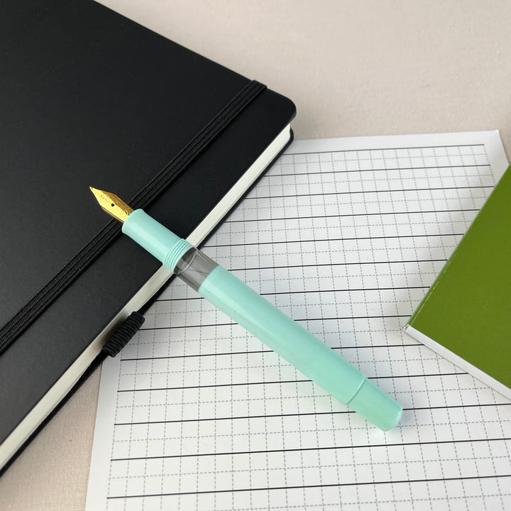 Scrikss | 419 Legendary | Fountain Ink Pen | Medium Nib | Gold Plated | Glossy Mint Barrel