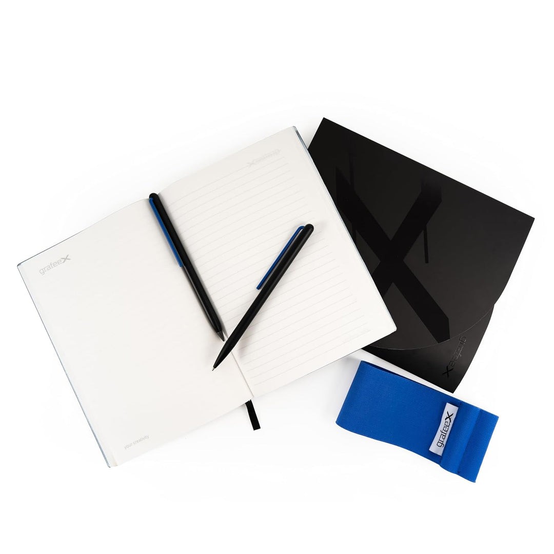 Pininfarina Grafeex Writing Pencil &amp; Ballpoint Set with Stone Paper Notebook – Blue