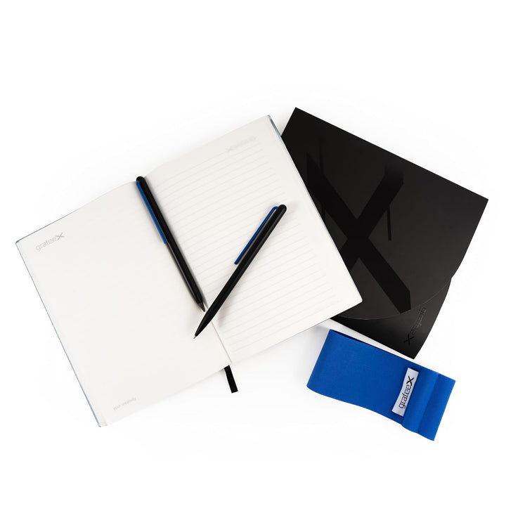Pininfarina Grafeex Writing Pencil &amp; Ballpoint Set with Stone Paper Notebook – Blue