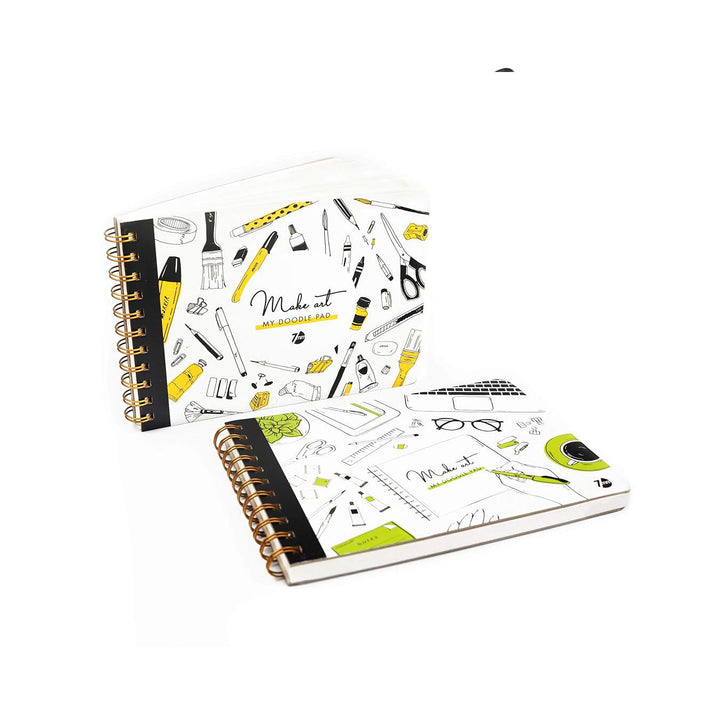 7mm Between the Lines | Doodle Pad | Spiral Art Journal | Sketch Pad | Mustard &amp; Olive | Pack of 2