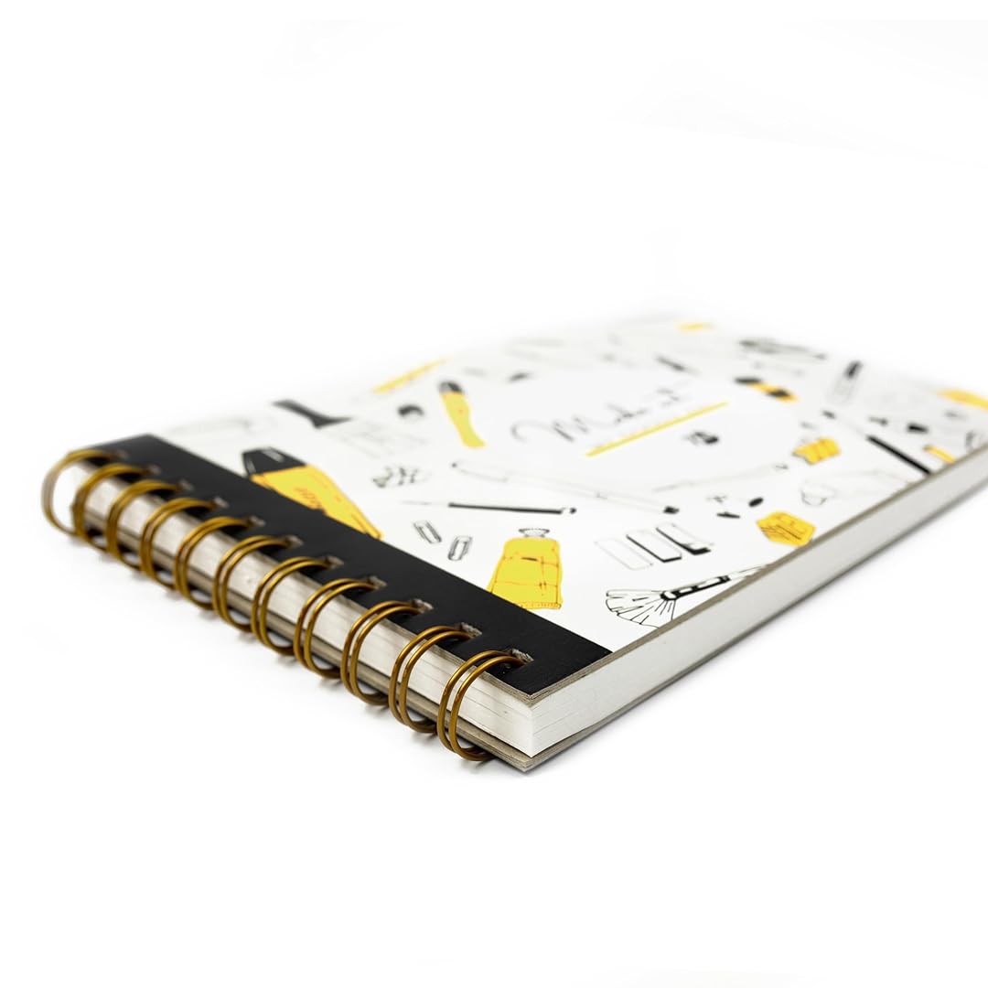 7mm Between the Lines | Doodle Pad | Spiral Art Journal | Sketch Pad | Mustard | Pack of 2