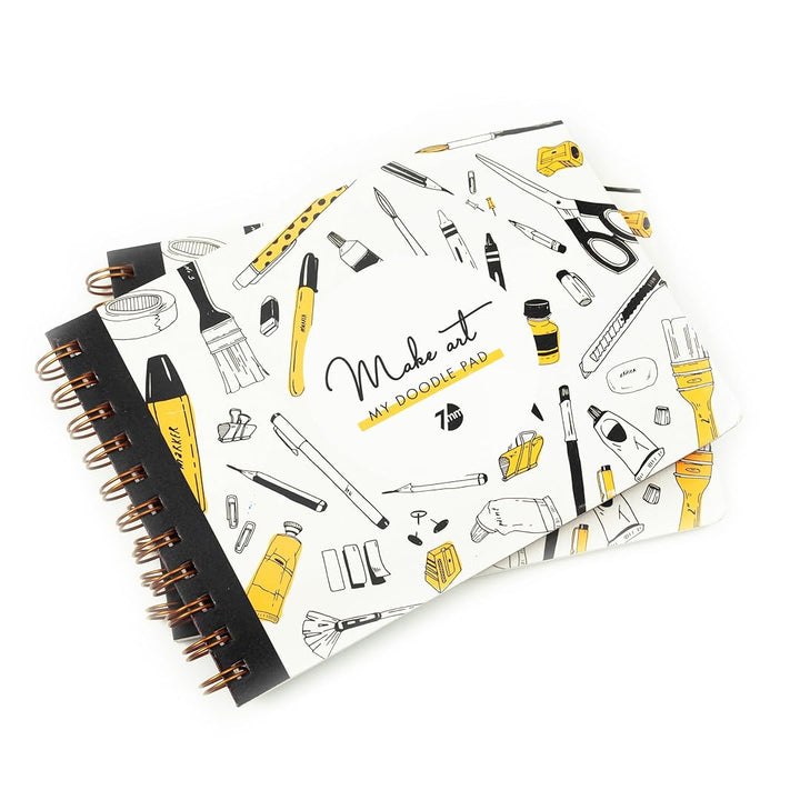 7mm Between the Lines | Doodle Pad | Spiral Art Journal | Sketch Pad | Mustard | Pack of 2