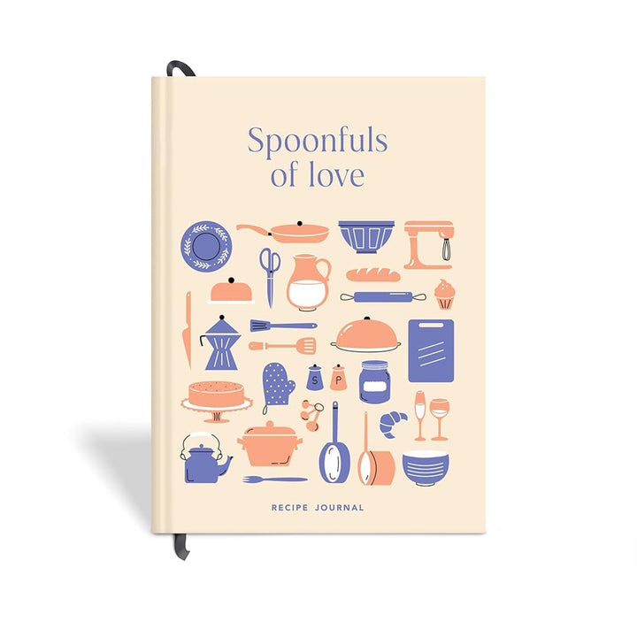7mm Between the Lines | Recipe Journal | A5 Size | 4 Sticker Sheets | Hardbound and Laminated | Spoonfuls of Love | Beige