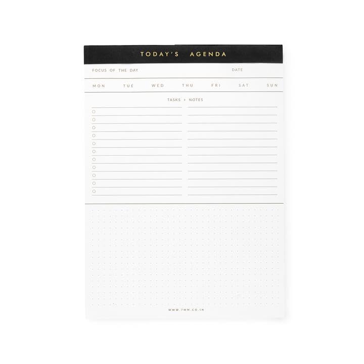7mm Between the Lines | Today's Agenda | Notepad | Pack of 2 | Black