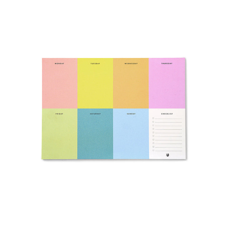 7mm Between the Lines | Undated | Weekly Deskpad Colourblock Notepad | 60 Leaves
