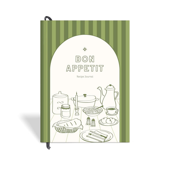 7mm Recipe Journal | Bon Appetit | A5 Size | 4 Sticker sheets | Green