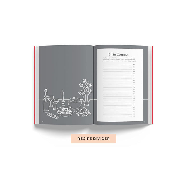 7mm Recipe Journal | Cheese and Wine | A5 Size | 4 Sticker sheets | Hardbound and Laminated | Dark Green