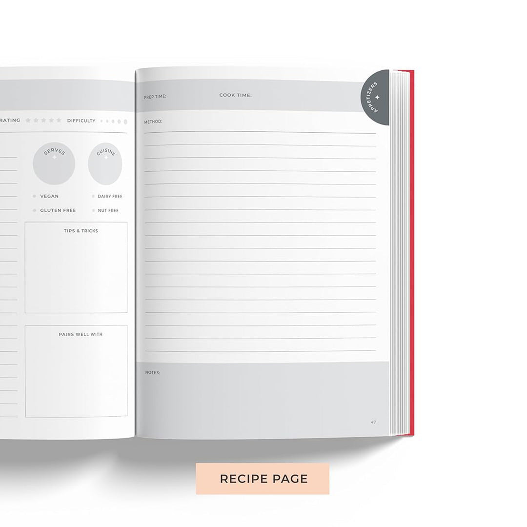 7mm Recipe Journal | Make your own Recipe and Cook Book | A5 Size | Hardbound and Laminated | Pink