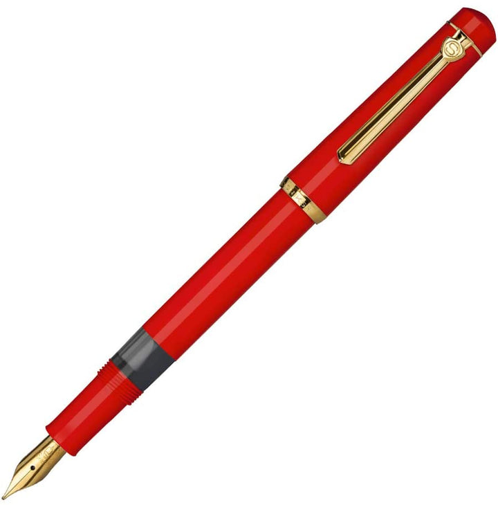 Scrikss | 419 Legendary | Fountain Ink Pen | Medium Nib |Gold Plated | Glossy Red Barrel