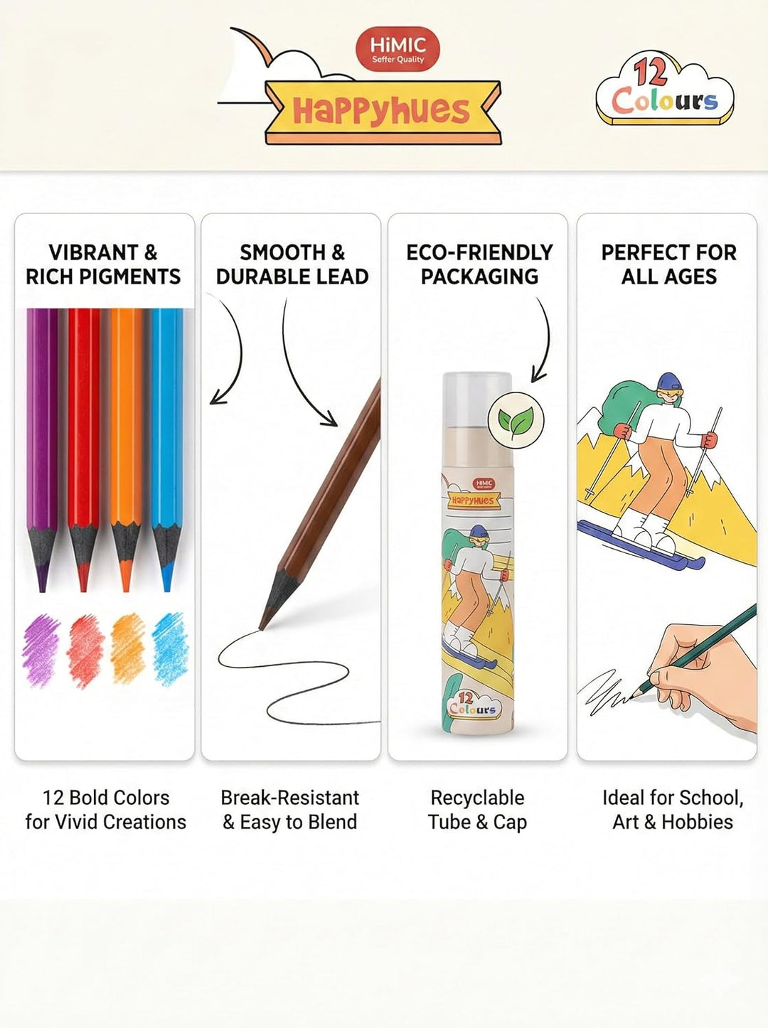 Himic Happy Hues Colour Pencil Set of 12