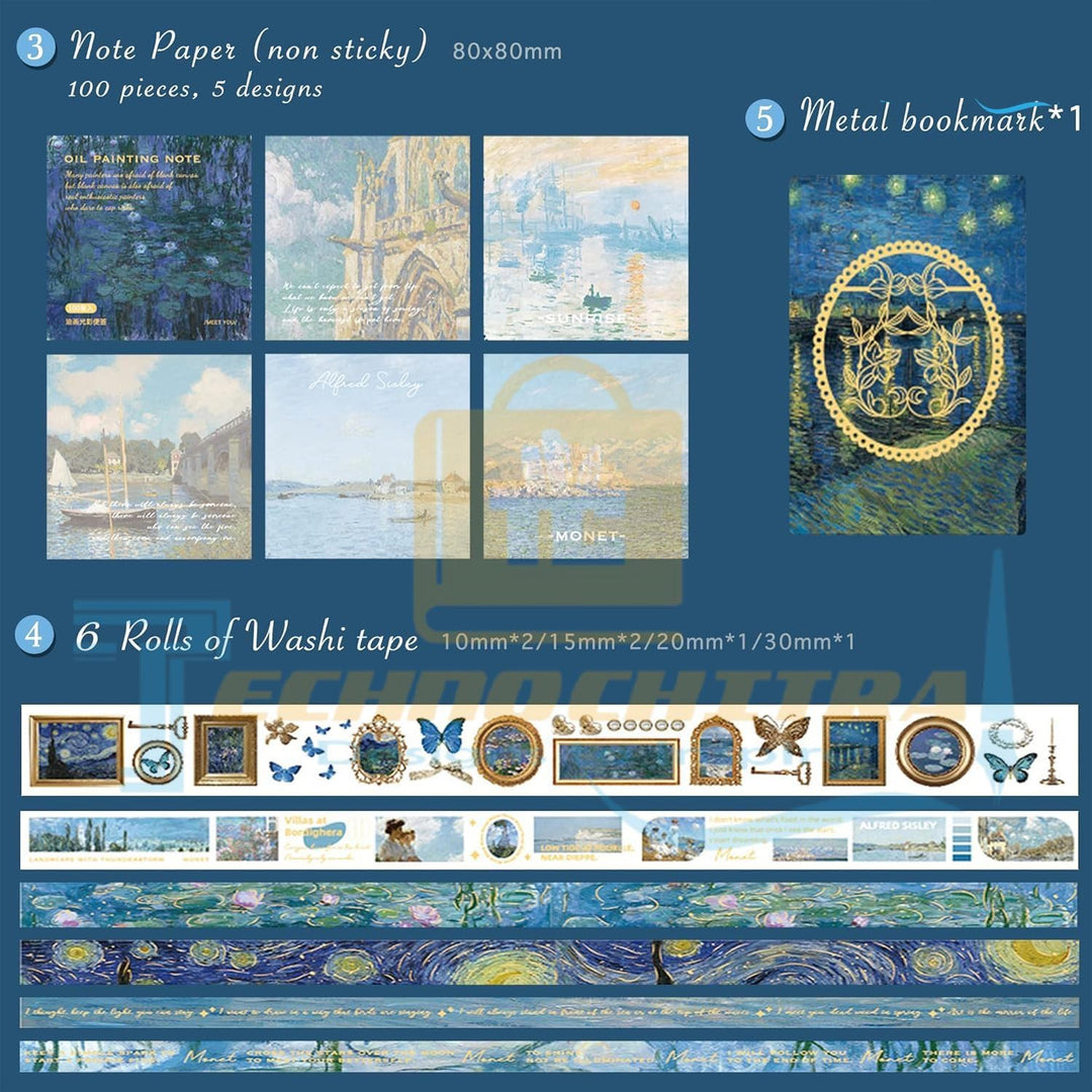 Kawaii-Q Notebook Accessories Set - Water Lilies at Midnight