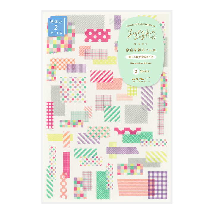 Midori Yuru Log Decoration Sticker 2 Sheets - Collage Tape