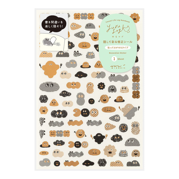 Midori Yuru Log Decoration Sticker 1 Sheet - Camouflage Mini Monster
