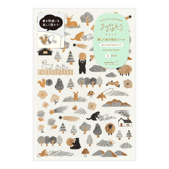 Midori Yuru Log Decoration Sticker 1 Sheet - Camouflage Forest