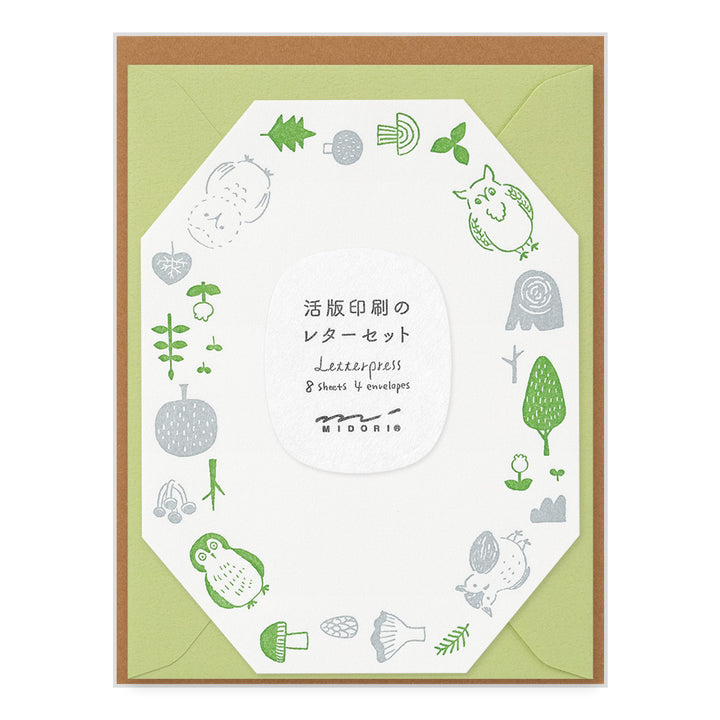 Midori Letter Set 494 Letterpress Die-cut - Owl