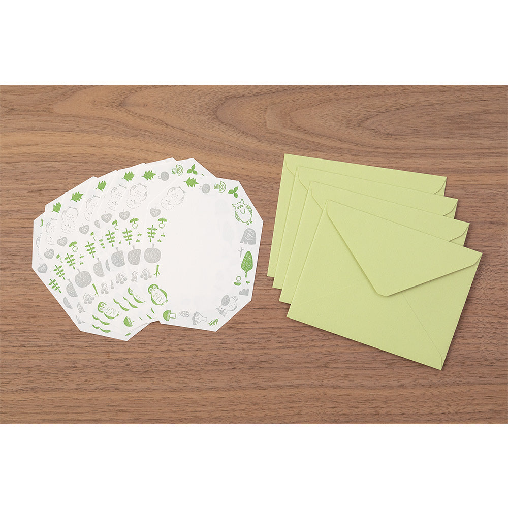 Midori Letter Set 494 Letterpress Die-cut - Owl