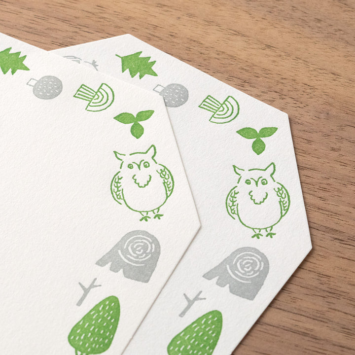 Midori Letter Set 494 Letterpress Die-cut - Owl